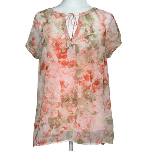 Pastel Peachy Pink Floral Botanical Garden Girl 2 Piece Blouse set size L - Picture 1 of 10